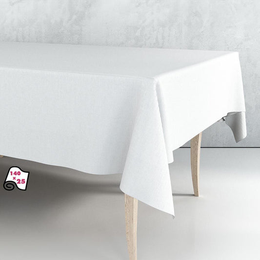 ROLLO DE HULE MANTEL BLANCO LISO 1,40 x 25 m