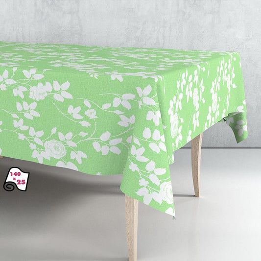 ROLLO DE HULE MANTEL HOJAS VERDE CLARO 1,40 x 25 m