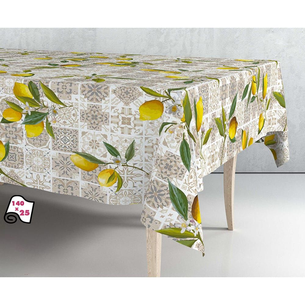 ROLLO DE HULE MANTEL ESTAMPADO LIMONES 1,40 x 25 m