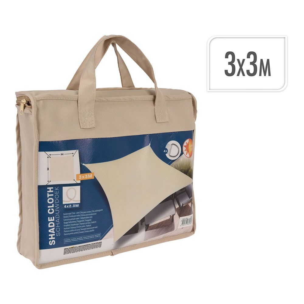 TOLDO VELA CUADRADO BEIGE 3 x 3 m