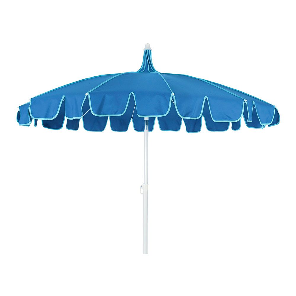 PARASOL PARA JARDÍN POLIÉSTER Ø195 x 215 cm COLOR AZUL RIBETE AZUL VERDE AGUA