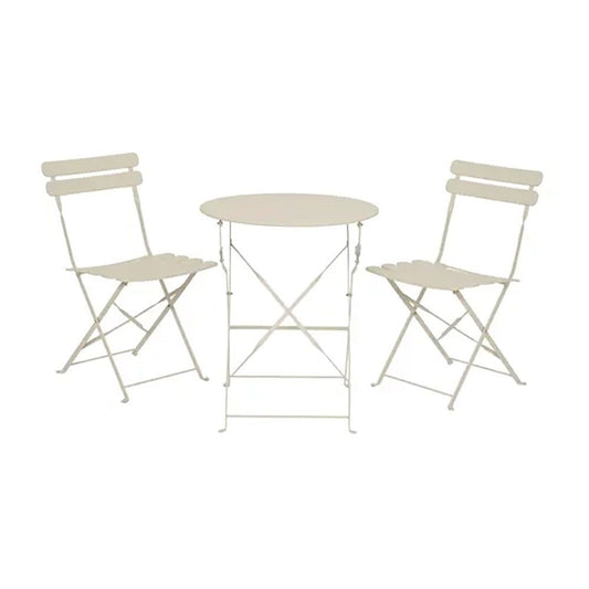 CONJUNTO DE MESA Y 2 SILLAS HELSINGBORG, PLEGABLES, DE ACERO, BLANCO