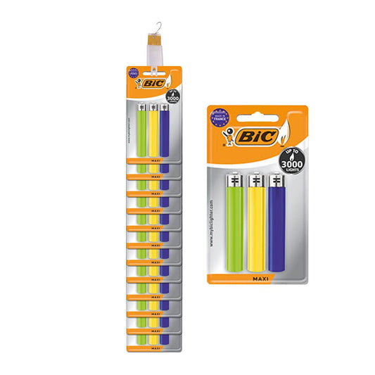 ENCENDEDOR MAXI J26 COLORES SURTIDOS BLÍSTER 3 uds EN TIRA DE 12 uds