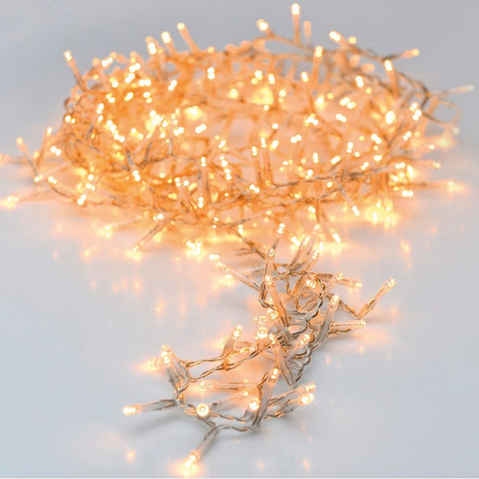 GUIRNALDA FIJA 120 LEDS LUZ CÁLIDA, EXTERIOR, CABLE TRANSPARENTE, 9 m