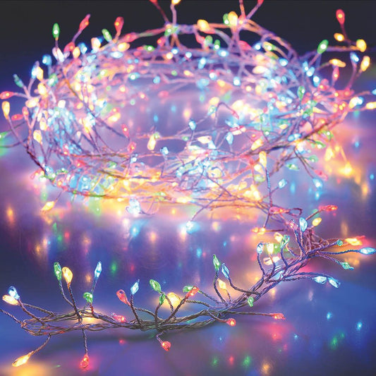 GUIRNALDA A PILAS TIPO ESPINO FIJA 100 LEDS MULTICOLOR 1 m