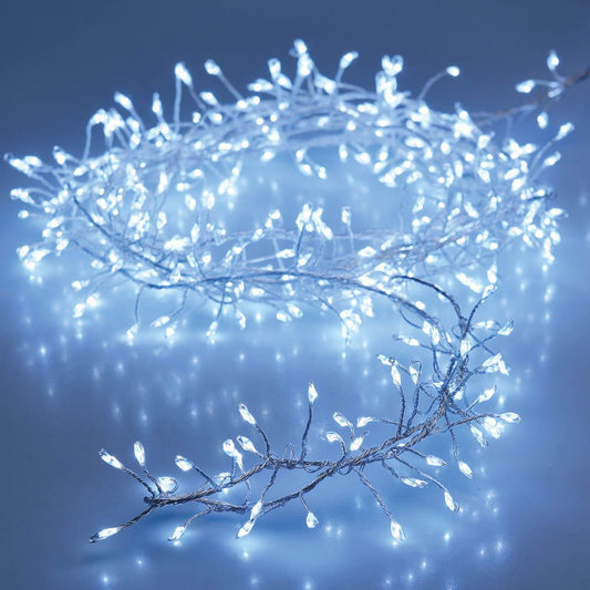 GUIRNALDA A PILAS TIPO ESPINO FIJA 100 LEDS BLANCO FRIO 1,5 m