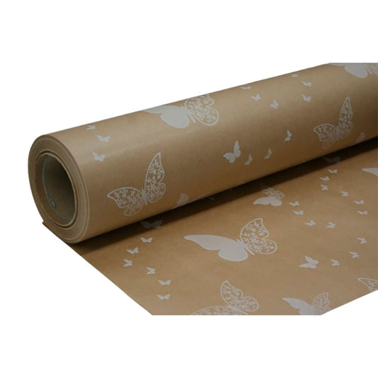 PAPEL DE REGALO MARIPOSAS BLANCAS 70 cm x 50 m