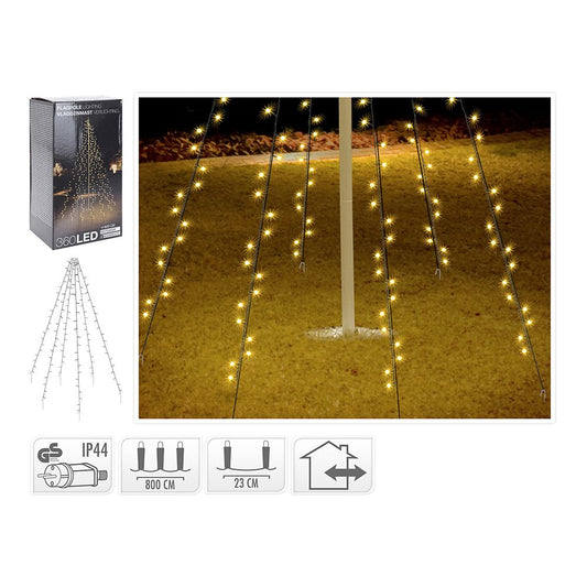 CORTINA EXTERIOR 360 LEDS BLANCO CALIDO ESPECIAL PARA ARBOLES 8m (alto)