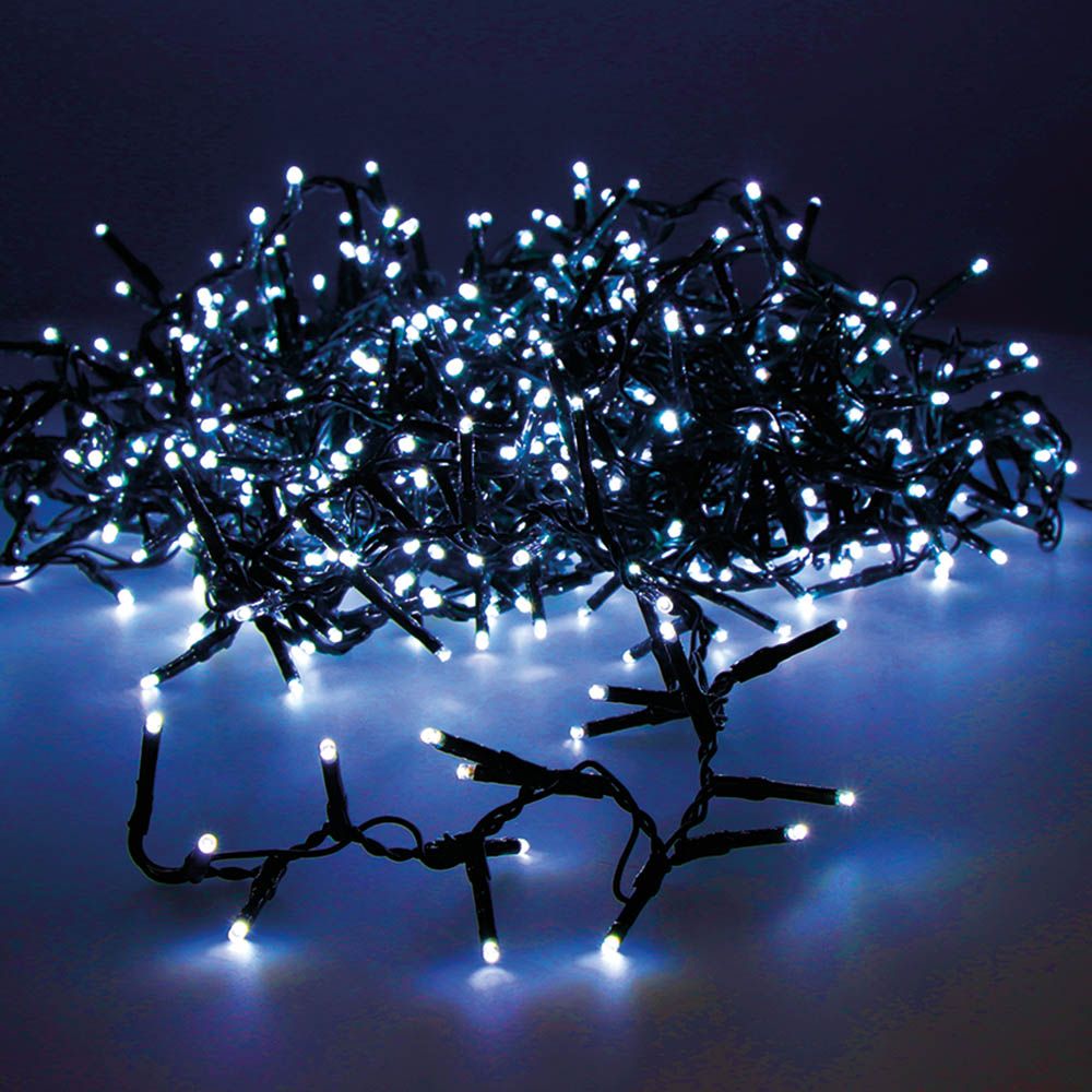 GUIRNALDA LED COMPACT 750 LEDS PARPADEANTE EXTERIOR AZUL CABLE VERDE 21 m