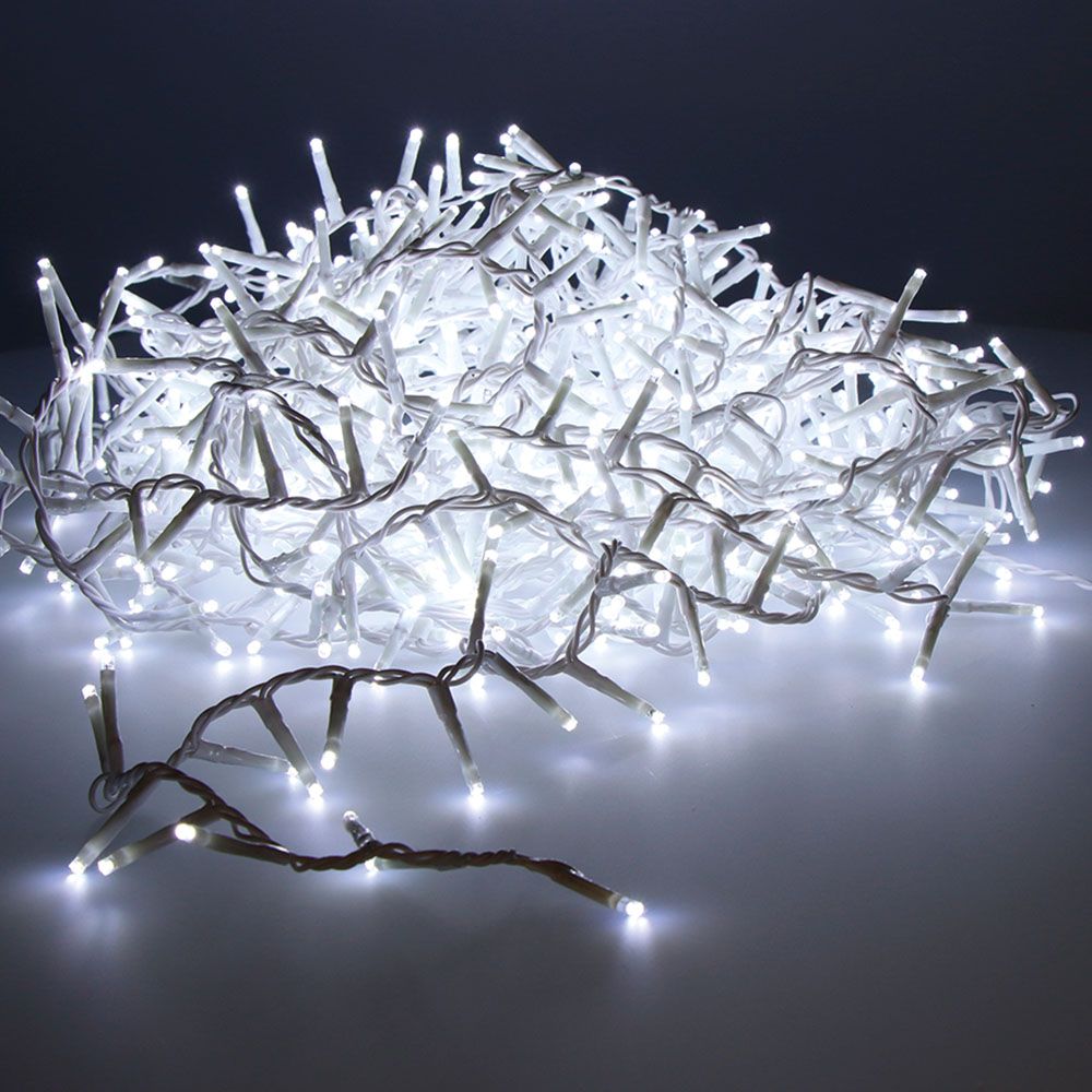 GUIRNALDA LED COMPACT 500 LEDS PARPADEANTE EXTERIOR BLANCO FRIO  CABLE BLANCO 16 m