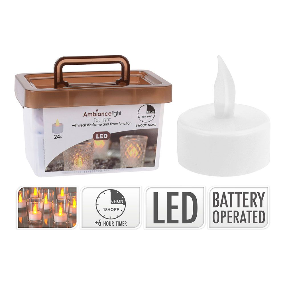 VELA DE CERA LED Ø4 cm, 24 uds