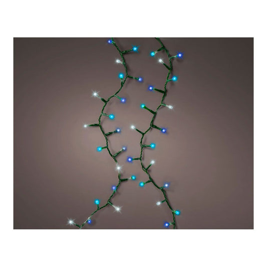 GUIRNALDA LED COMPACT 750 LEDS PARPADEANTE COLORES BLANCO, AZUL Y TURQUESA CABLE VERDE 21 m