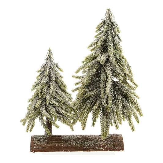 SET DE DOS MINI ARBOLES EN BASE DE MADERA 28x16x28cm