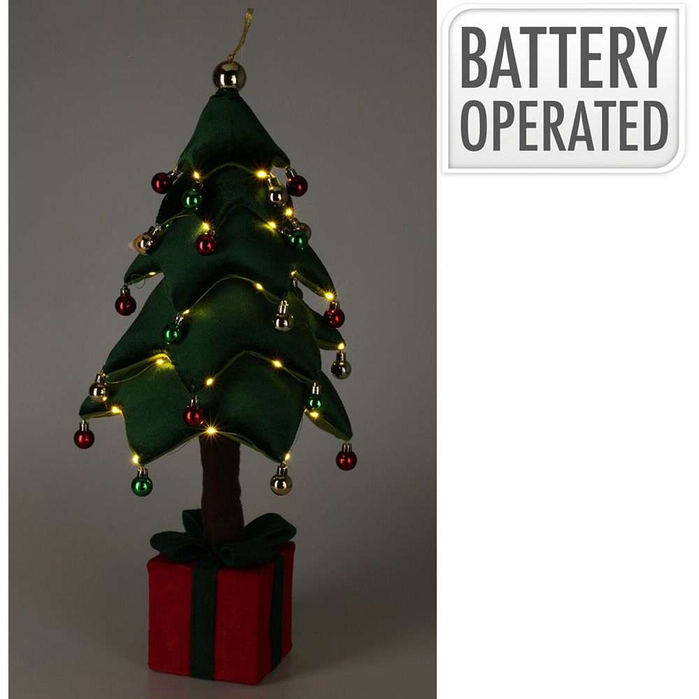ARBOL DE NAVIDAD CON LED, BLANCO CÁLIDO, A PILAS, 70 cm.