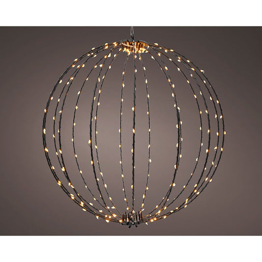 ADORNO LED COLGANTE BOLA, DE MARCO METÁLICO NEGRO EXTERIOR Ø38 cm