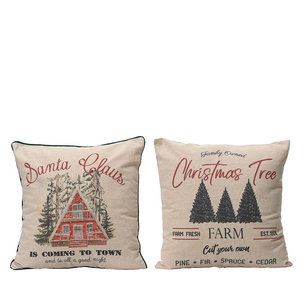 COJÍN CON ESTAMPADO NAVIDEÑO, 2 MODELOS, 45 x 10 x 45 cm