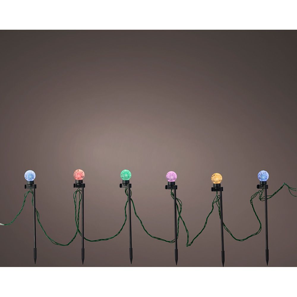 GUIRNALDA  MICROLEDS PARPADEANTE, 20 LUCES CON ESTACA, BLANCO CÁLIDO/MULTICOLOR.