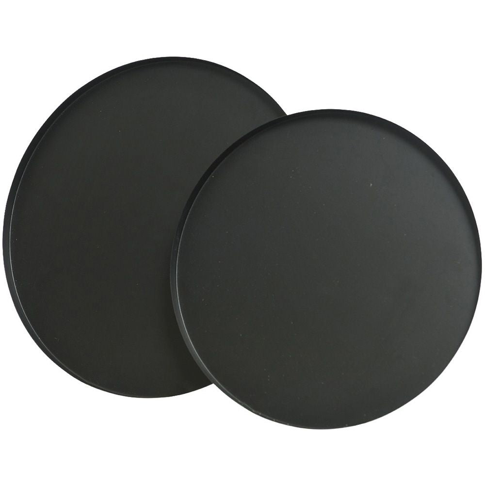 BANDEJAS REDONDA DE ACERO NEGRO MATE 2 MEDIDAS, Ø35 cm Y Ø30 cm