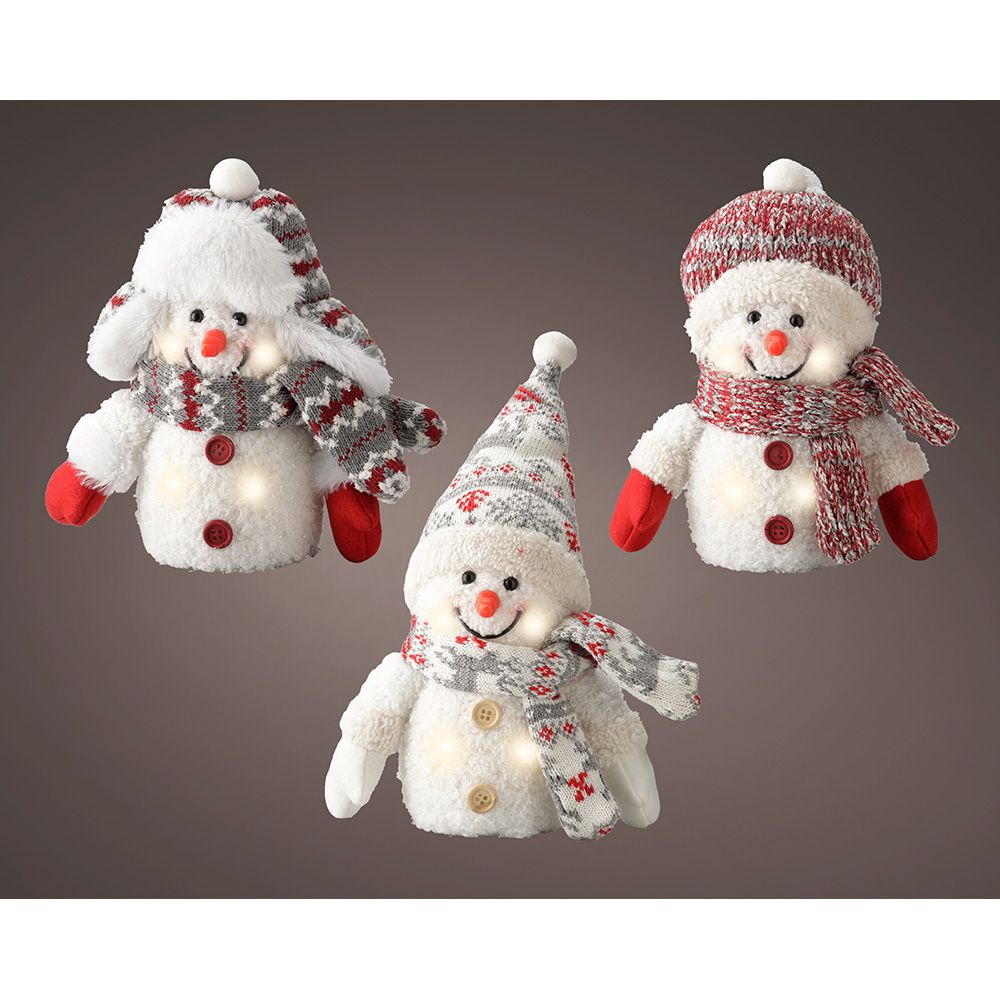 MUÑECO DE NIEVE CON MICROLED, MODELO VARIADOS, 11 x 8 x 18 cm