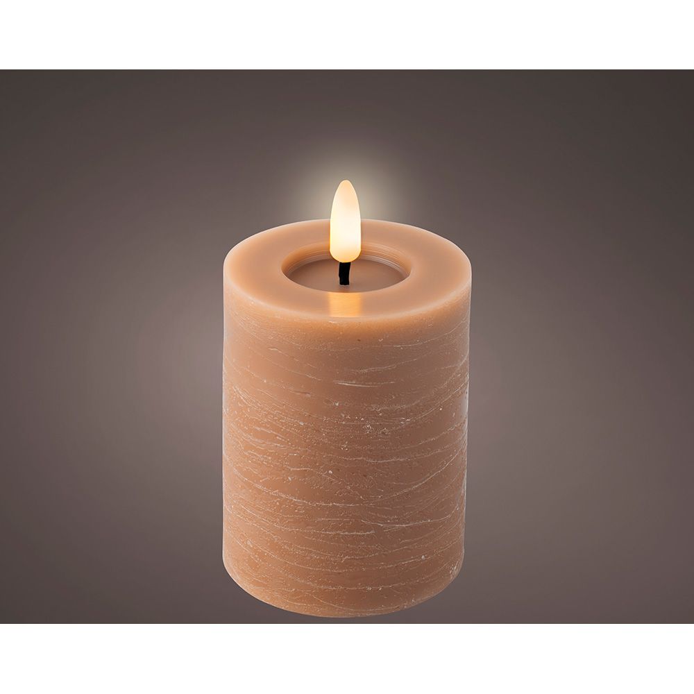 VELA DE CERA LED COLOR MARRÓN Ø7 x 11,2 cm