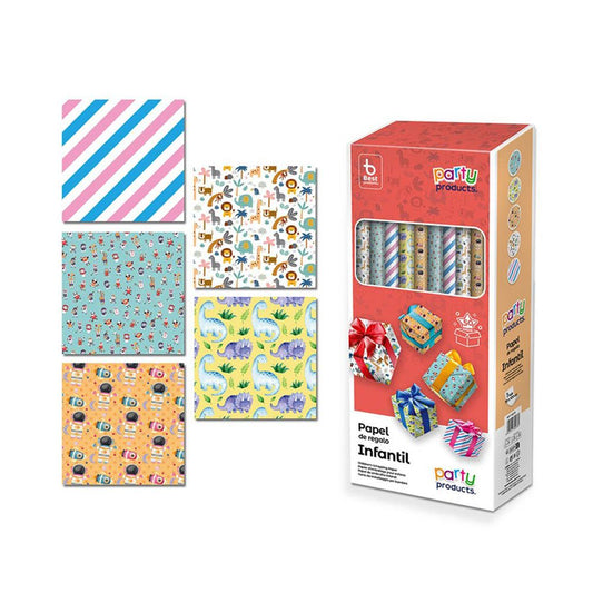 PAPEL REGALO SURTIDO 5 MODELOS INFANTIL 70 x 100 cm (VENTA SOLO CAJA 50 uds)