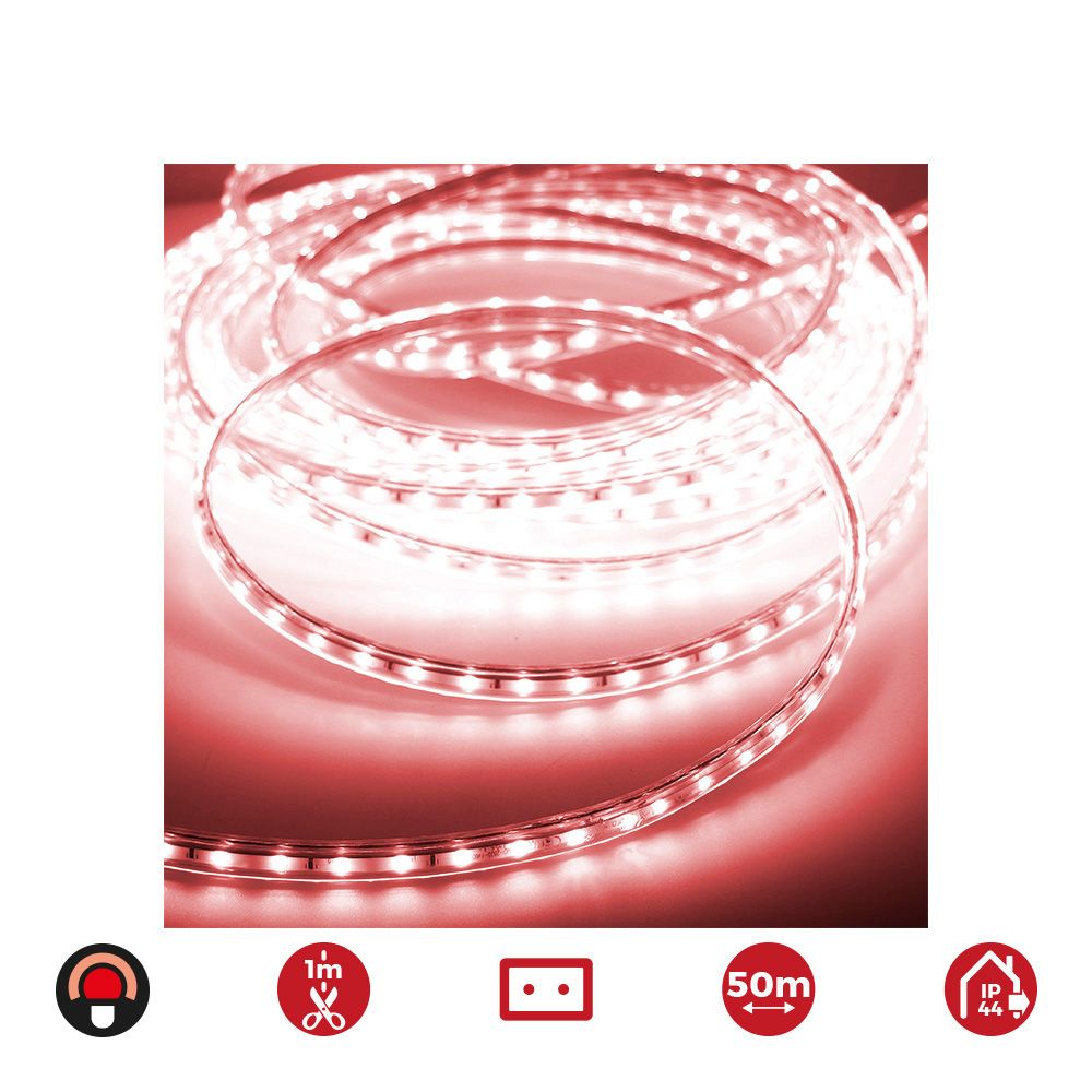 TIRA DE LED 60 LEDS/m 4,2W/m 220-240V IP44 50 m ROJO