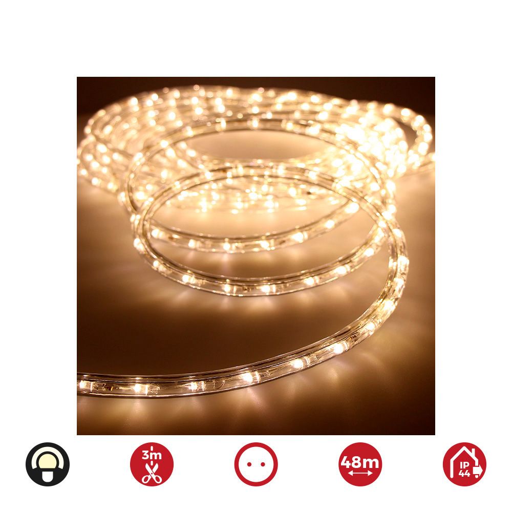 TUBO FLEXILED 2 VIAS MULTIFUNCION 48 m 36 LEDS/m IP44 BLANCO CALIDO