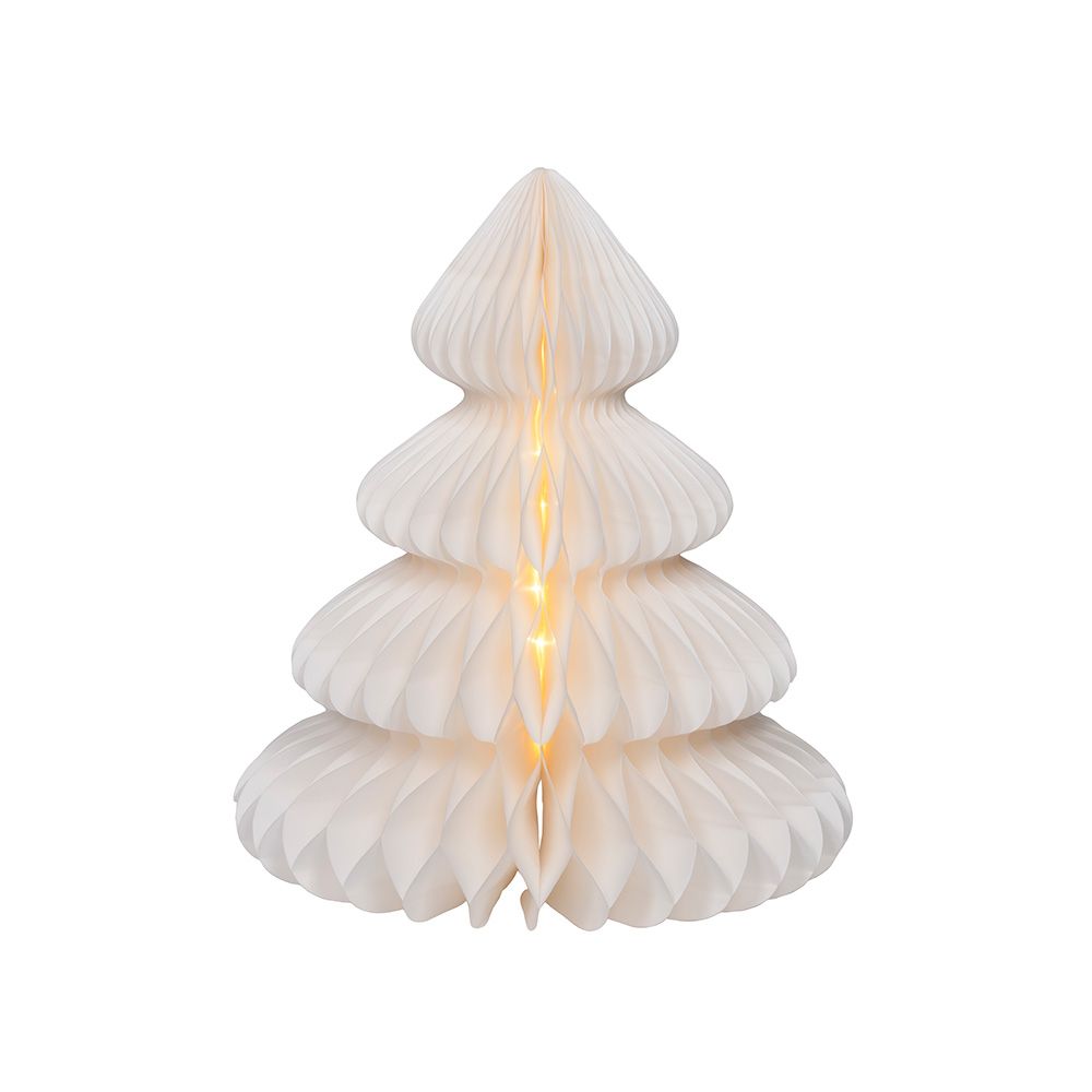 ÁRBOL BLANCO DE PAPEL, 40 LEDS, Ø42 x 48 cm
