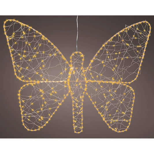 LUZ LED DECORATIVA MARIPOSA DE METAL 436 LED, EXTERIOR, MICROLED, DORADA 43 x 58 cm