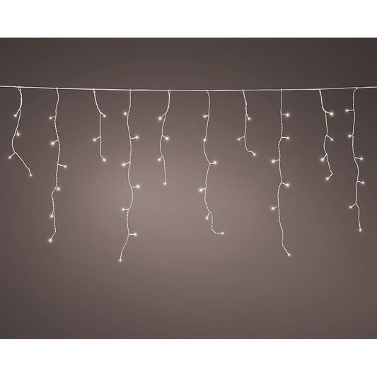 CORTINA LED DE CARÁMBANO CONNECT (INTERCONECTABLE) MULTIFUNCIÓN 250 LEDS LUZ CÁLIDA CON EFECTO INTERMITENTE EXTERIOR BLANCO 7,35 m