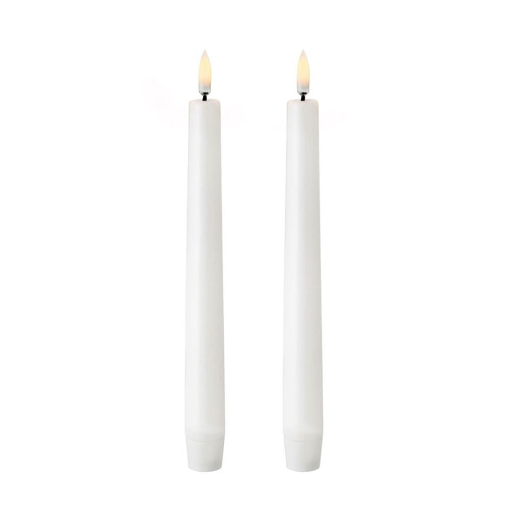 VELA DE CERA LED COLOR BLANCO Ø2,2 x 24,5 cm. PACK 2 uds