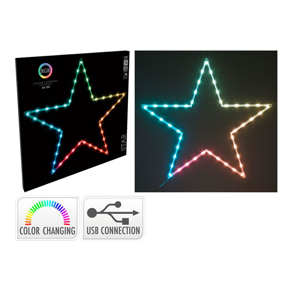 ESTRELLA RGB 45 LED, MULTIFUNCIÓN, INTERIOR, 60 x 0,6 x 57 cm