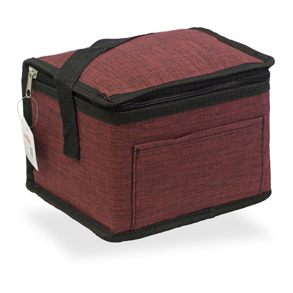 NEVERA DISEÑO TEJANA CON ASA COLOR GRANATE 4,5 L