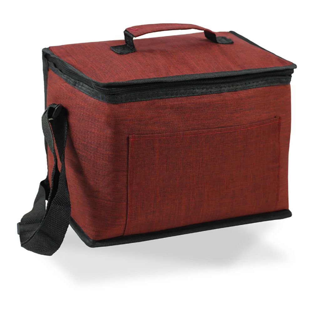 NEVERA DISEÑO TEJANA CON ASA, COLOR GRANATE 10 L