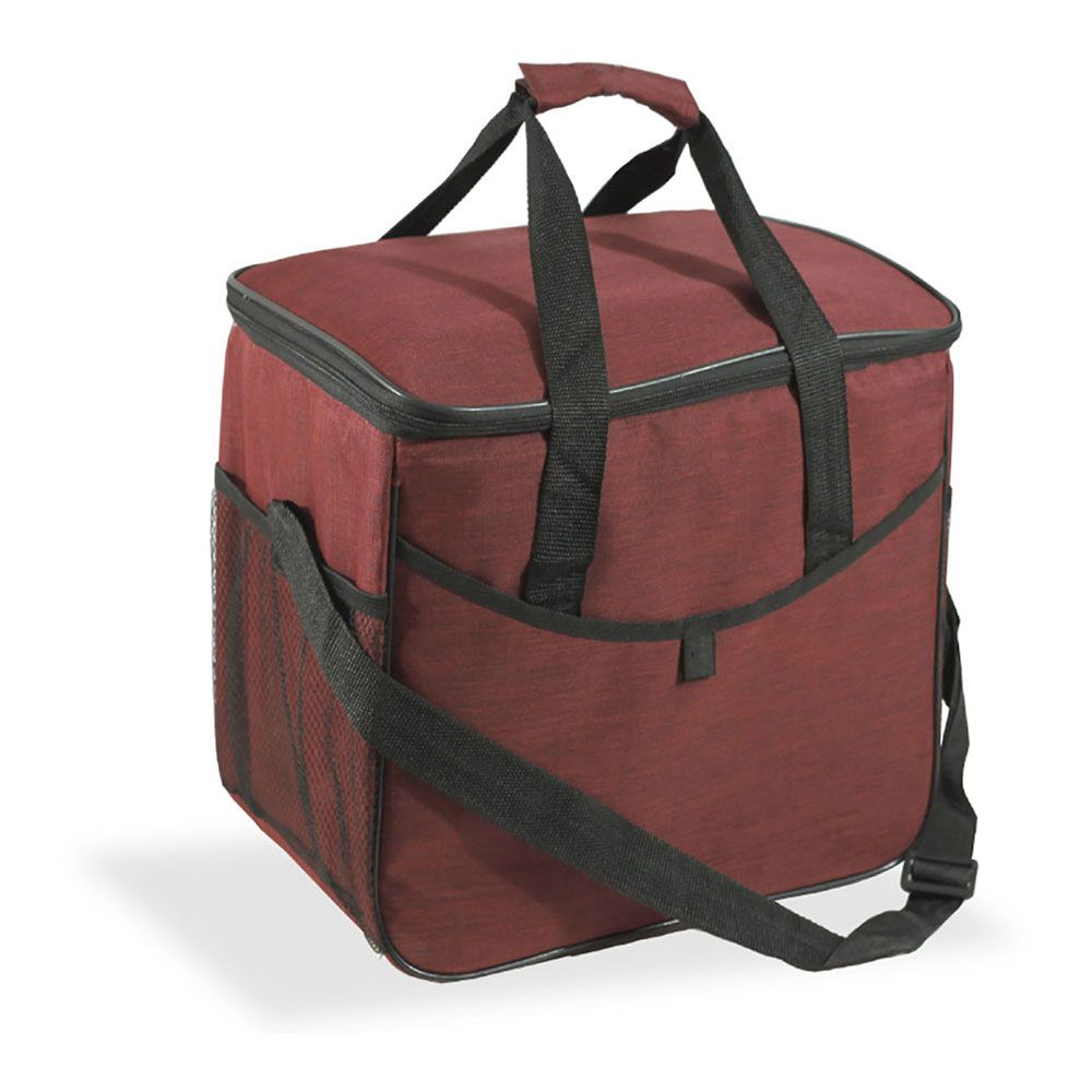 NEVERA DISEÑO TEJANA CON ASA COLOR GRANATE 21 L