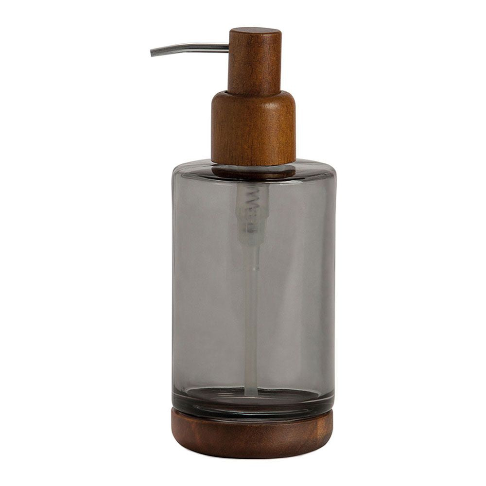DISPENSADOR DE CRISTAL GRIS Y ACACIA