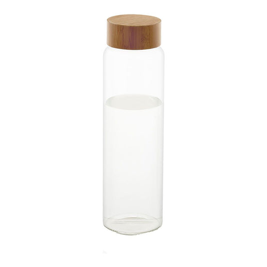 BOTELLA DE VIDRIO CON TAPA DE BAMBÚ Ø8 x 26,5 cm 1 L