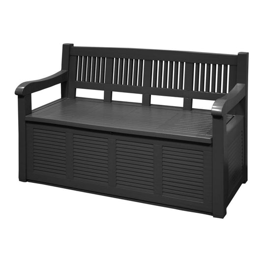 BANCO DE JARDÍN SALZBURG GRIS OSCURO CON CAJÓN DE ALMACENAJE 280 L, 130 x 60 x 85 cm
