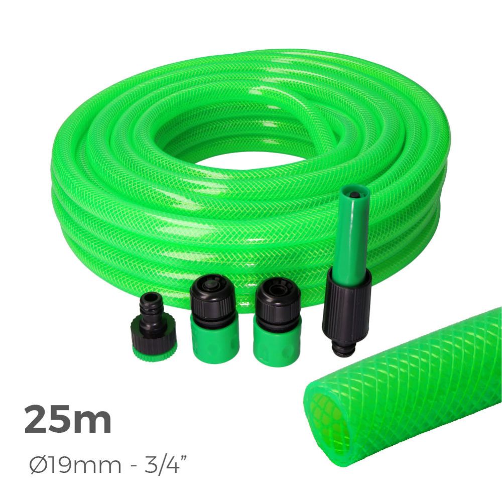 KIT MANGUERA DE JARDÍN ESTANDAR Ø19 mm, ¾ pulg, 25 m