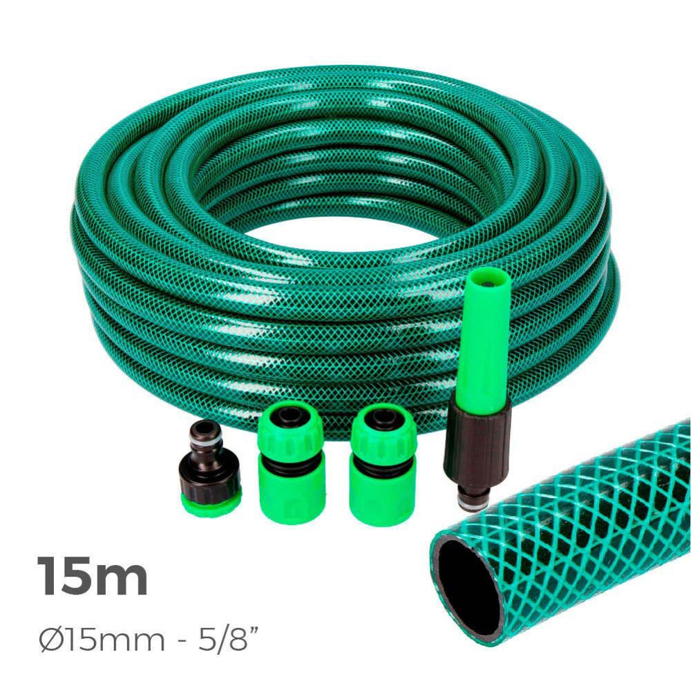 KIT MANGUERA DE JARDÍN BASIC Ø15 mm, 5/8 pulg, 15 m
