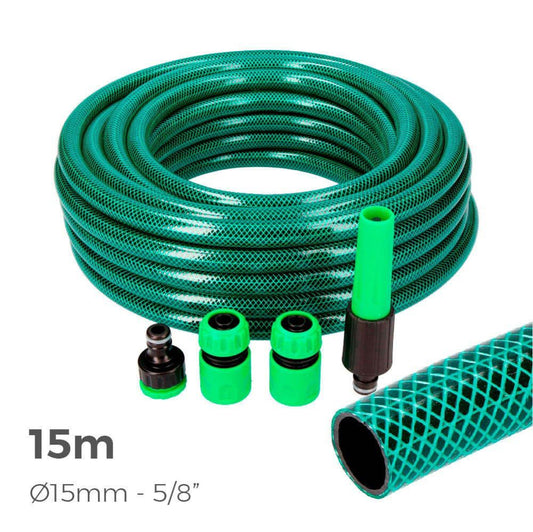 KIT MANGUERA DE JARDÍN BASIC Ø15 mm, 5/8 pulg, 15 m