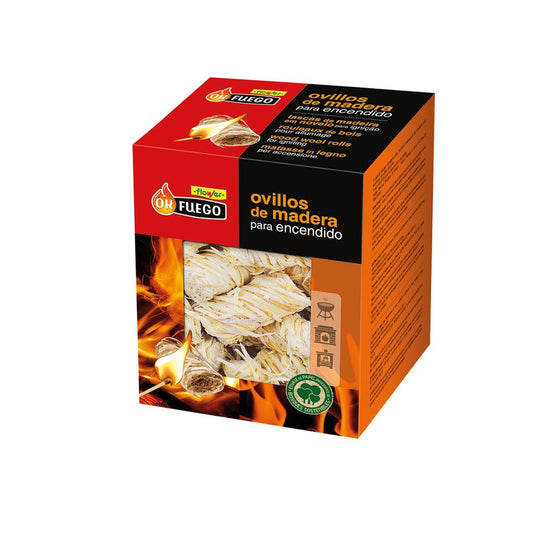 OKFUEGO OVILLOS DE MADERA PARA ENCENDIDO, 24 uds
