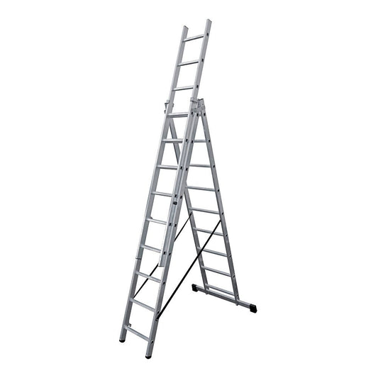 ESCALERA TRANSFORMABLE DE ALUMINIO 3 x 9 PELDAÑOS