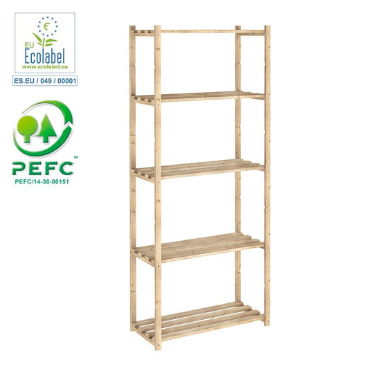ESTANTERIA PINO SERIE NATURA SIN BARNIZ 100% PEFC CERT 171 x 65 x 30 cm