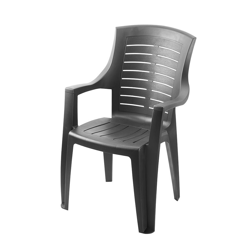SILLA APILABLE TALIA COLOR ANTRACITA RESPALDO ALTO 55 x 60 x 91 cm