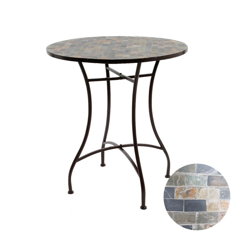 MESA METÁLICA/MOSAICO STUTTGART COLOR MARRÓN PARA EXTERIOR Ø70 x 77 cm