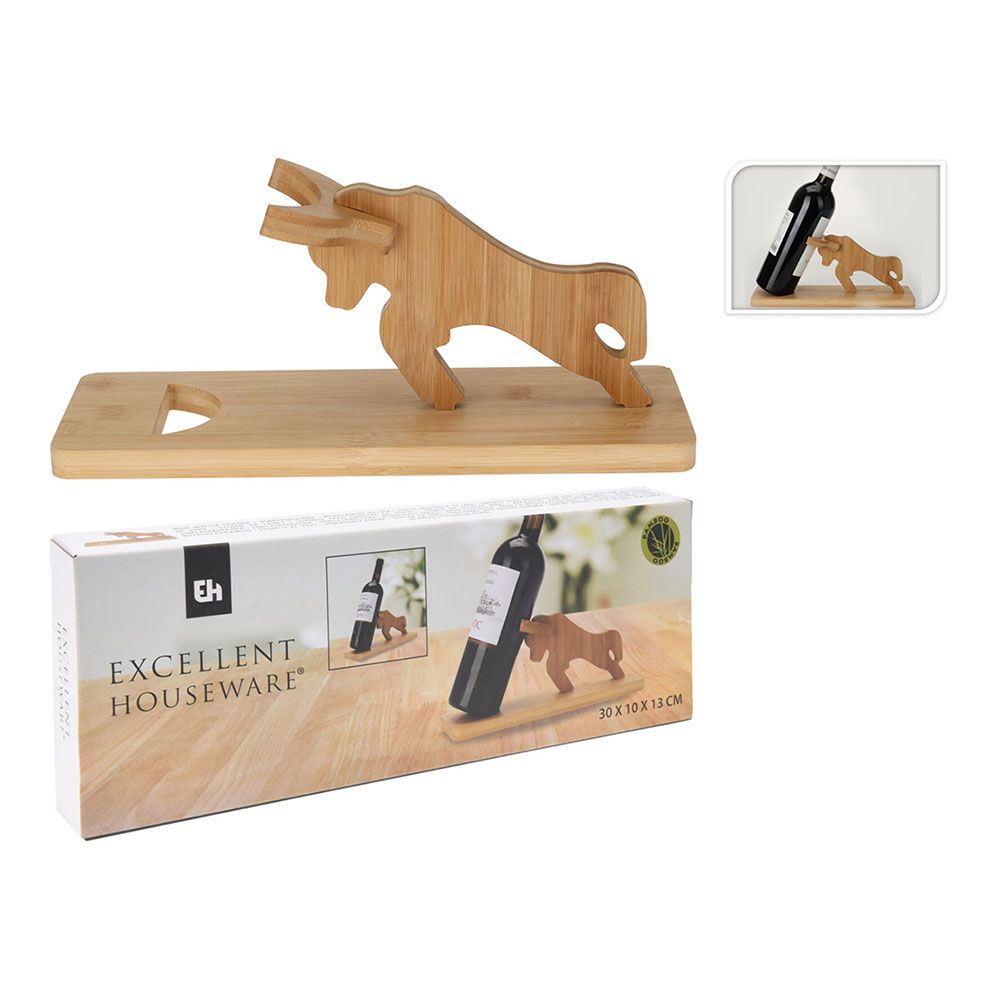EXPOSITOR DE BOTELLA DE BAMBU 30 x 10 x 13 cm