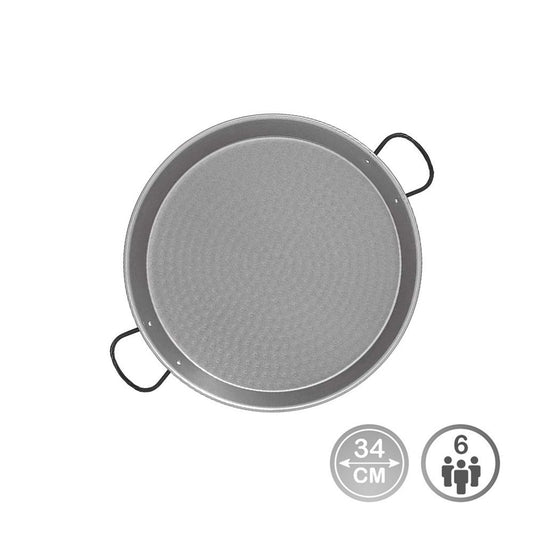 PAELLERA DE ACERO PULIDO PARA INDUCCION Y VITROCERAMICA Ø34 cm (6 PERSONAS)
