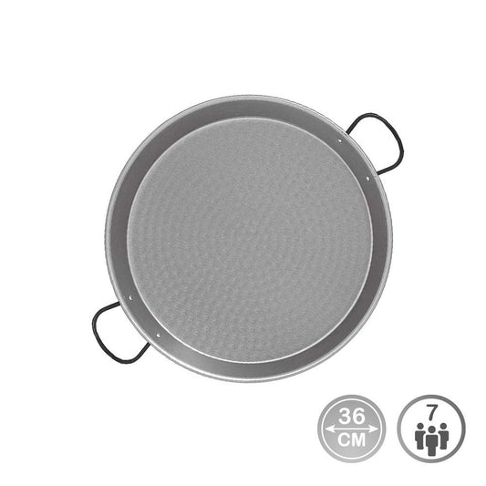 PAELLERA DE ACERO PULIDO PARA INDUCCION Y VITROCERAMICA Ø36 cm (7 PERSONAS)