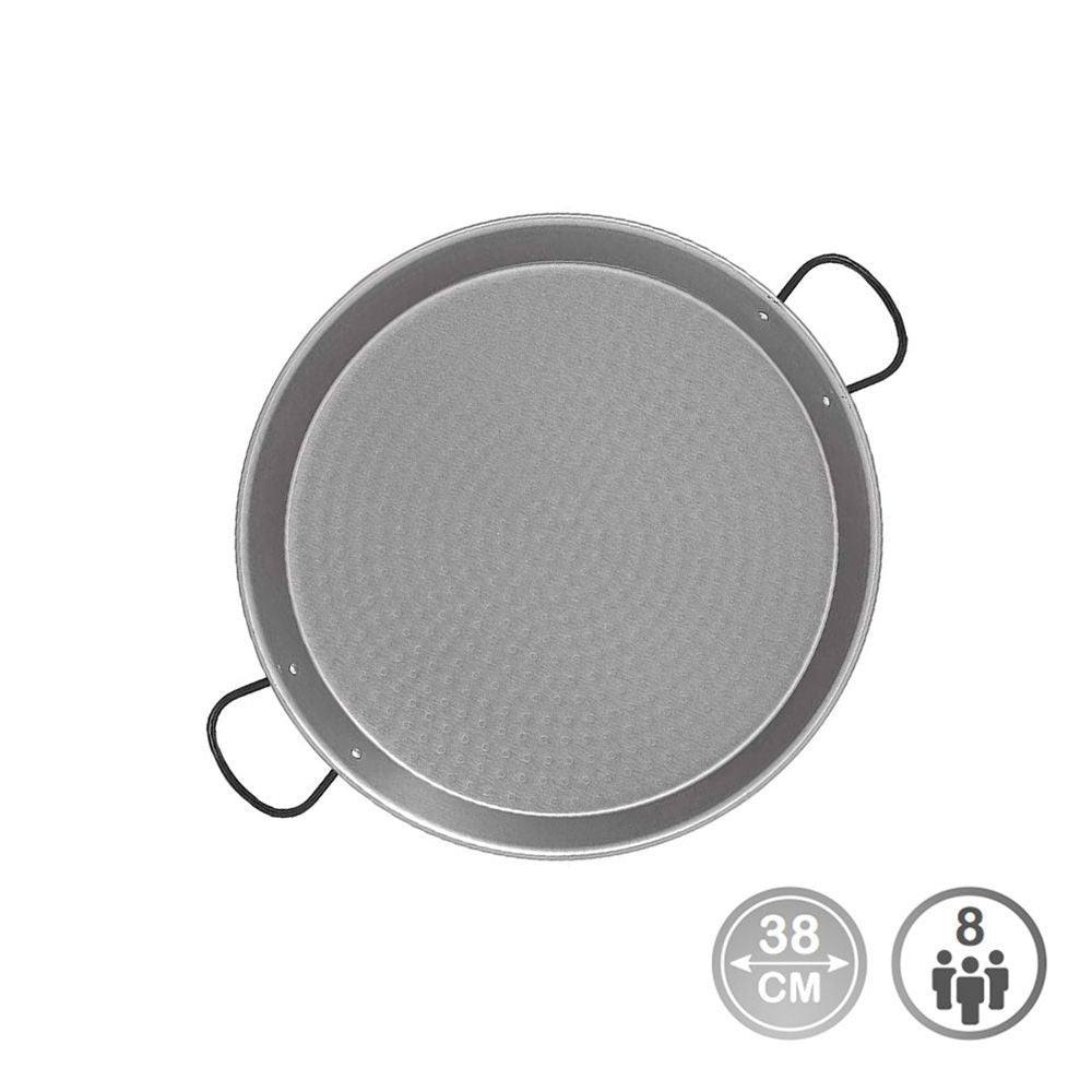 PAELLERA DE ACERO PULIDO PARA INDUCCION Y VITROCERAMICA Ø38 cm (8 PERSONAS)
